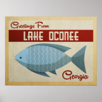 Lake Oconee Georgia Blue Fish Vintage Travel
