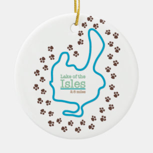Lake of the Isles with Dog Paw Prints Ceramic Ornament