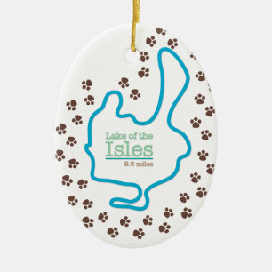 Lake of the Isles with Dog Paw Prints Ceramic Ornament
