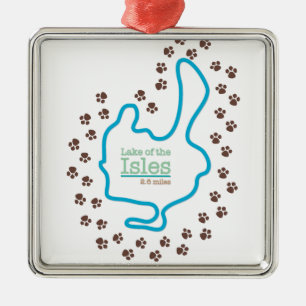 Lake of the Isles with Dog Paw Prints Metal Ornament