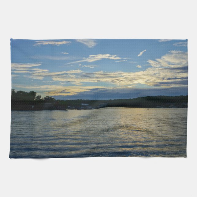 Lake Of The Ozarks Blue Sunset Kitchen Towel (Horizontal)