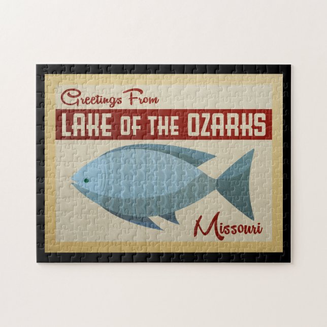 Lake of the Ozarks Fish Vintage Travel Jigsaw Puzzle (Horizontal)