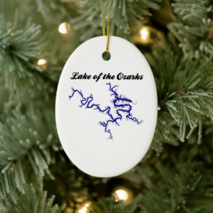Lake of the Ozarks Missouri Blue Shoreline Map Ceramic Ornament