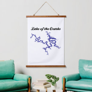 Lake of the Ozarks Missouri Blue Shoreline Map Hanging Tapestry