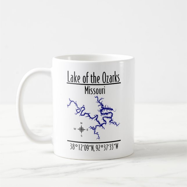 Lake of the Ozarks Missouri Coordinate Map Coffee  Mug (Left)