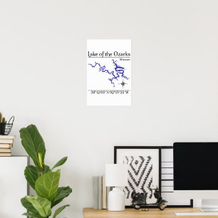 Lake of the Ozarks Missouri Detailed Map Poster