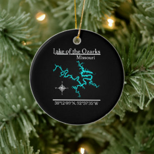 Lake of the Ozarks Missouri Lake Map Ceramic Ornament