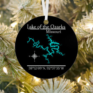 Lake of the Ozarks Missouri Lake Map Metal Ornament