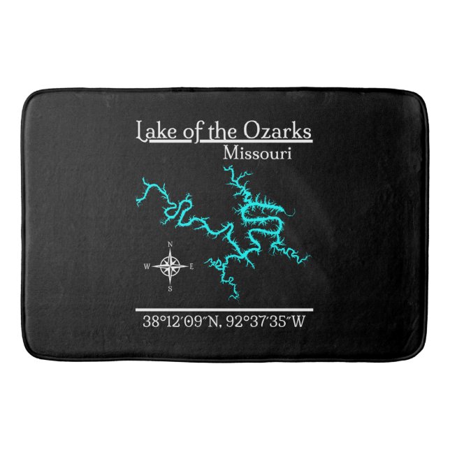 Lake of the Ozarks Missouri Map Coordinates Bath Mat (Front)