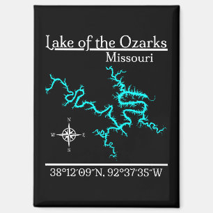 Lake of the Ozarks Missouri Map Coordinates Magnet