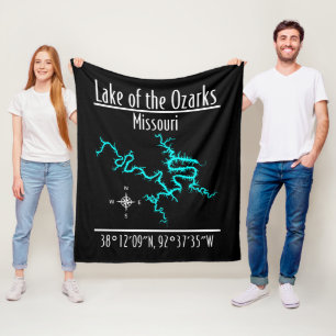 Lake of the Ozarks Missouri Map Fleece Blanket