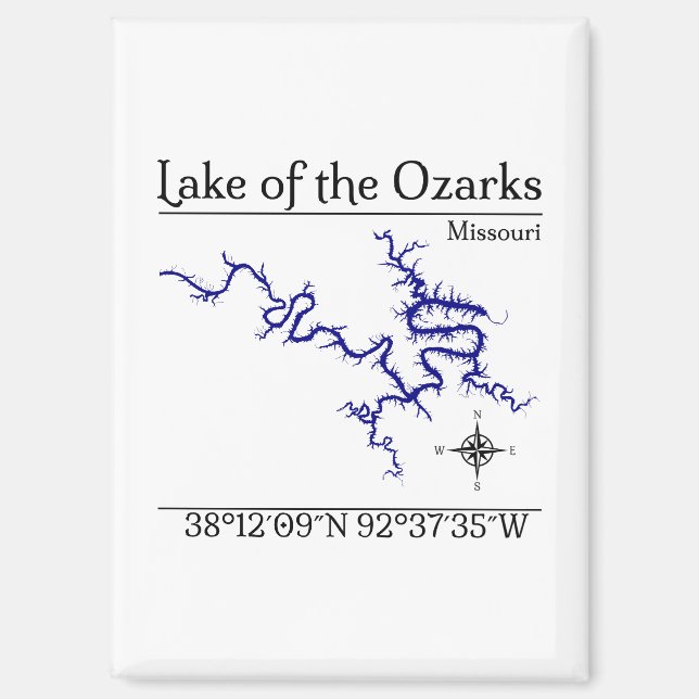 Lake of the Ozarks Missouri Map Fridge Magnet (Front)