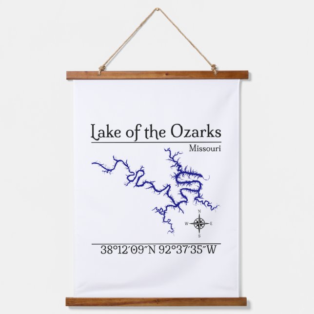 Lake of the Ozarks Missouri Map Wall Tapestry (Front)