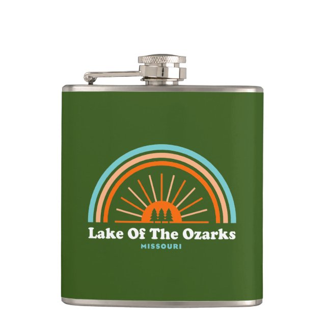 Lake Of The Ozarks Missouri Rainbow Hip Flask (Front)