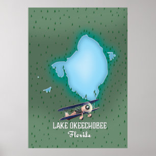 Lake Okeechobee Florida map. Poster