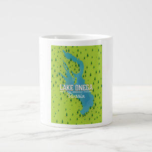 Lake Onega, russia, Travel map Large Coffee Mug