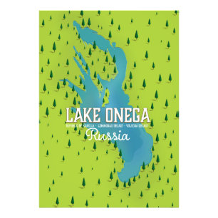 Lake Onega, russia, Travel map Photo Print