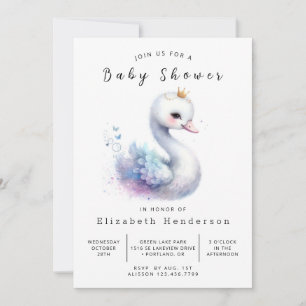 Lake Online Swan Baby Shower Invitation
