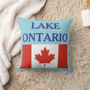 Lake Ontario Canadian Flag Throw Pillow