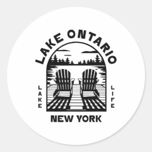 Lake Ontario New York Outdoors Vintage Classic Round Sticker
