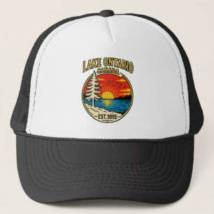 Lake Ontario Pop Art Sunset Black and White Trucker Hat