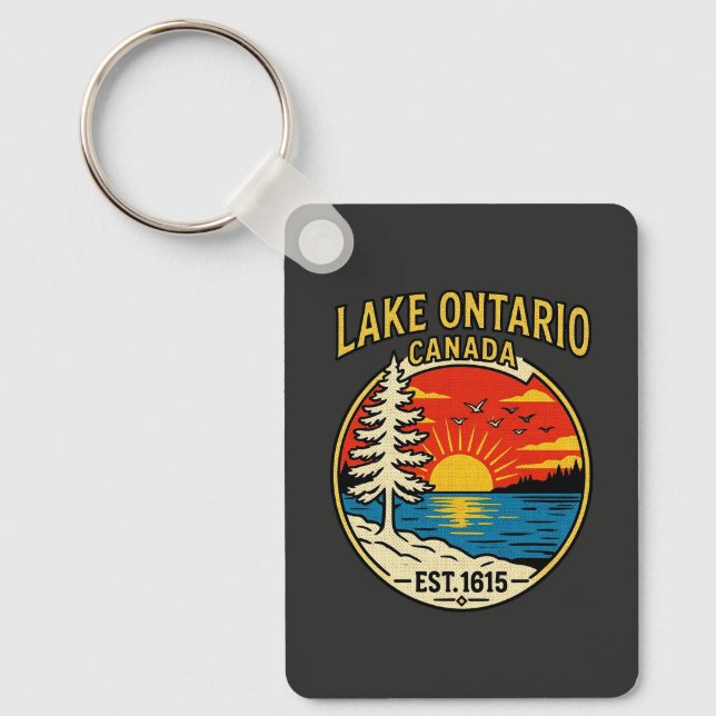Lake Ontario Pop Art Sunset Rectangle Keychain (Front)