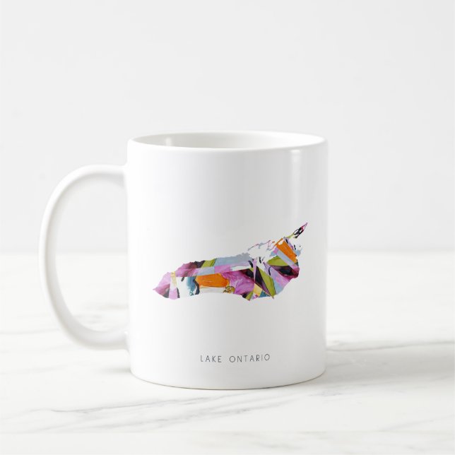 Lake Ontario Silhouette Map Coffee Mug (Left)