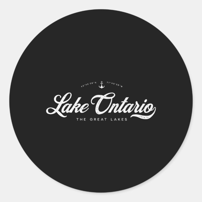 Lake Ontario The Great Lakes Classic Round Sticker (Front)