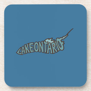 Lake Ontario Turquoise Letterform Map Hard Plastic Coaster