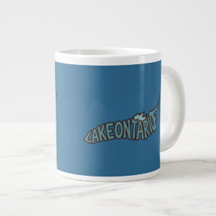Lake Ontario Turquoise Letterform Map Large Coffee Mug
