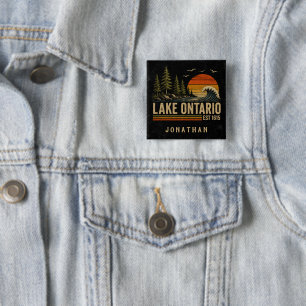 Lake Ontario Vintage Great Lakes Lake Life 2 Inch Square Button