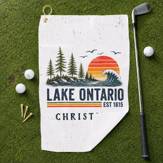 Lake Ontario Vintage Great Lakes Lake Life Golf Towel