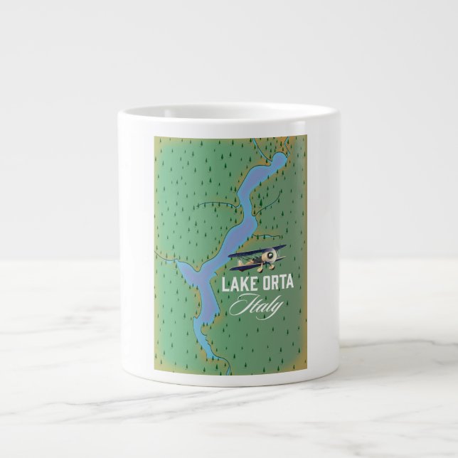 Lake Orta Italy lake map Large Coffee Mug (Front)