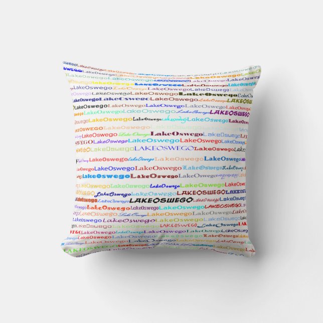 Lake Oswego Text Design II Throw Pillow (Front)