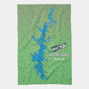 Lake Päijänne Finland beautiful map Kitchen Towel