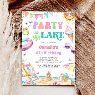 Lake Party Summer Birthday Invitation