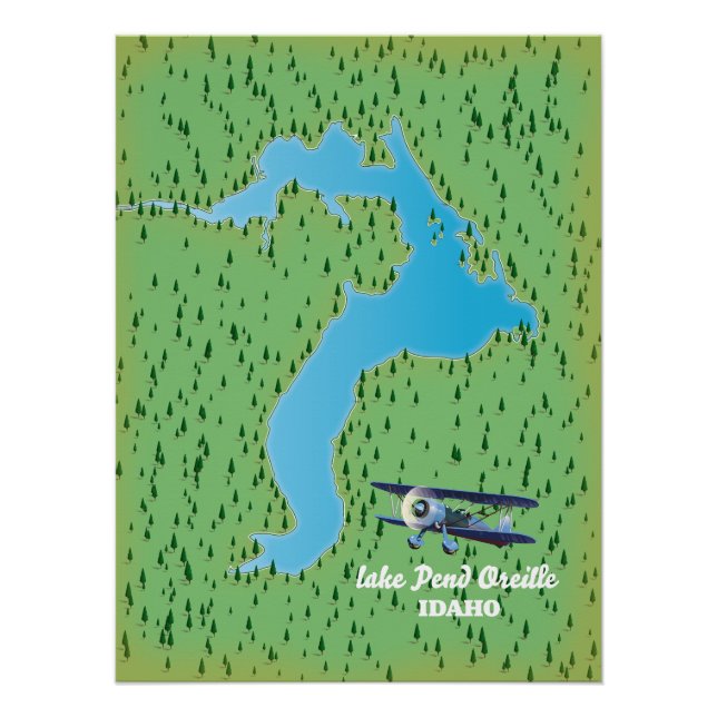 Lake Pend Oreille Idaho map Poster (Front)