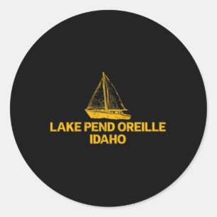 Lake Pend Oreille Idaho Outdoors Vintage Front And Classic Round Sticker