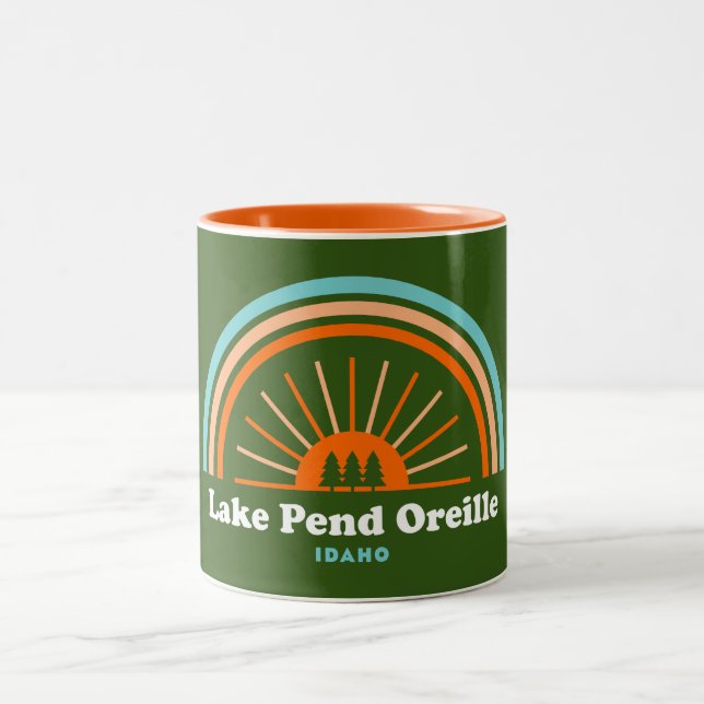 Lake Pend Oreille Idaho Rainbow Two-Tone Coffee Mug (Center)
