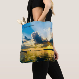 Lake Pepin Sunset: Golden Hour over the Water  Tote Bag