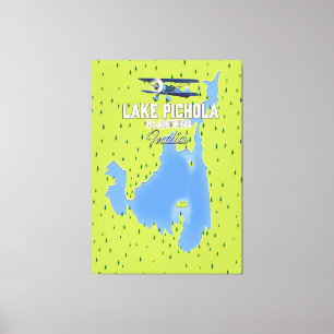 lake Pichola, India travel poster map. Canvas Print