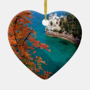 Lake Pictured Rocks Shore Superior Michigan Ceramic Ornament