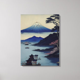 Lake, Pine and Mountain - Japan Canvas Print