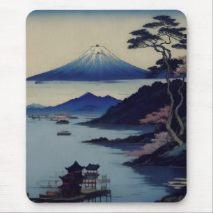 Lake, Pine and Mountain - Japan Mouse Pad