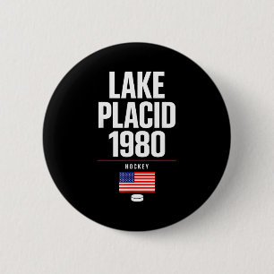 Lake placid 1980 hockey vintage usa puck new york 2 inch round button