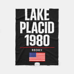 Lake placid 1980 hockey vintage usa puck new york fleece blanket
