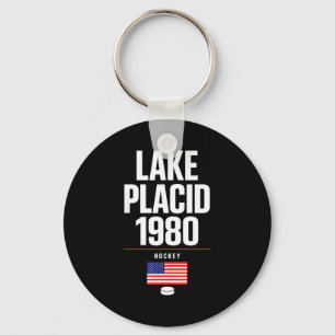 Lake placid 1980 hockey vintage usa puck new york keychain