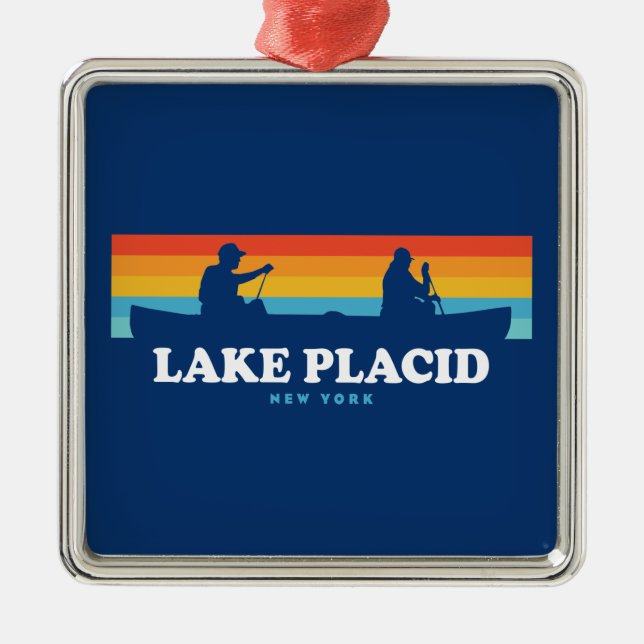 Lake Placid New York Canoe Metal Ornament (Front)