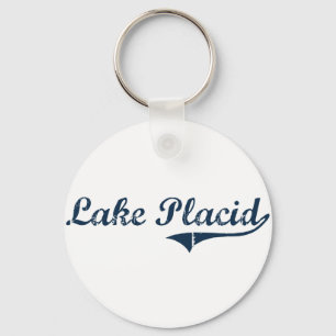 Lake Placid New York Classic Design Keychain