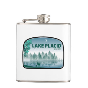Lake Placid New York Deer Hip Flask